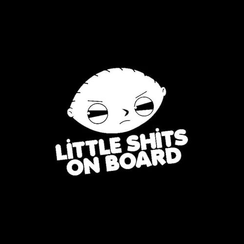 JIFENLI Car Sticker 15cm*12cm Little Shits ON Board Funny Safety Vinyl Car Sticker Decal Sign Black Silver