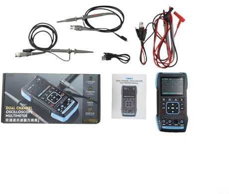 FUANA Handheld Oscilloscope Digital Multimeter Signal Generator With 2 Channel 10MHz Bandwidth For Automotive DC AC Voltage Current Test Portable Oscilloscope(Optional)