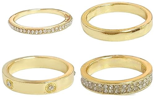 Guyode 3 Stück Ringe Set, Gold Ring Stapelbar, Ringe Wasserfest 14K Vergoldete, Goldring Damen Persönlichkeit, Verlobungsring Damen Gold für Valentinstag Muttertag Jubiläum Geburtstag (49,3 mm)