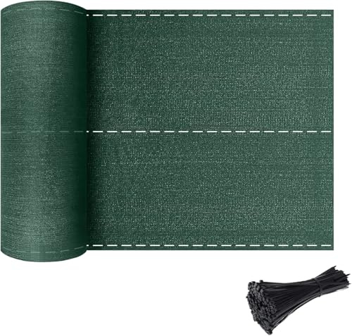 Froadp Rete per recinzione da giardino, 2 x 10 m, in HDPE (HDPE), 150 g/m², con fascette per cavi, protezione solare, protezione dal vento, rete ombreggiante per balcone, recinzione, terrazza (verde)