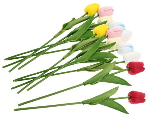 GRIRIW 12stücke Künstliche Tulpen Mit Real Touch Dekorative Faux Blumen Für Hochzeit Party Büro Und Zuhause Simulation Blüten Milchweiß Einfach Zu Verwenden Und Platzsparend