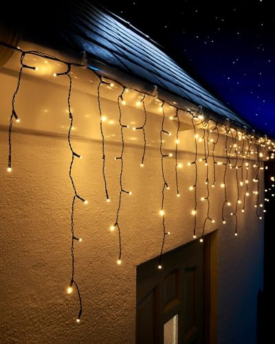 WeRChristmas LED Icicle Lights, Black Cable