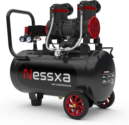 10 Gallon Ultra Quiet Air Compressor with Two Quick Couplers, 2HP 8.76 CFM@ 115PSI Pressure Oil-Free Air Compressor Tank, 70dB Quiet Compressor for Auto Repair, Tire Inflation 110V/60hz