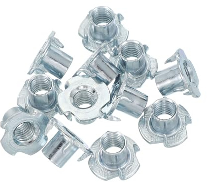 PATIKIL M12 T-Nuts, 12 Pcs Écrous Aveugles À 4 Griffes En Acier Zingué Longueur 17 Mm Insert Fileté Quatre Mâchoires Pour Meubles En Bois Armoires Prises D'Escalade