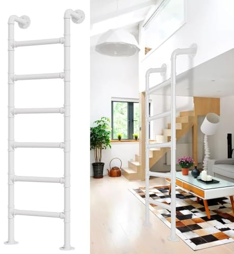 XCHSXYL Bunk Bed Ladder for Loft Climbing 4ft 5ft 6ft 7ft 8ft Floor Standing Wrought Iron Window Well Ladders Metal Step Ladders for Entrance and Egress Holds up to 330lbs