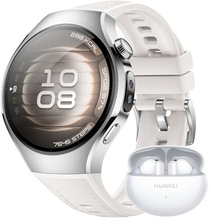 HUAWEI Watch 5 42mm Montre connectée, + Freebuds 6i Blanc, Technologie X-Tap à détection Multiple, Votre santé en Un Coup d'œil, eSIM, Deux Modes de Batterie, Compatible avec Android et iOS, Blanc
