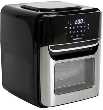 (Ricondizionato) Melchioni Family Smart VIRGINIA Air Fryer 12L friggitrice ad aria con controllo Wi-Fi, app, comandi vocali (Google/Alexa), multiprogramma, 80-200°C, timer 1-90 minuti, 1700W, nero