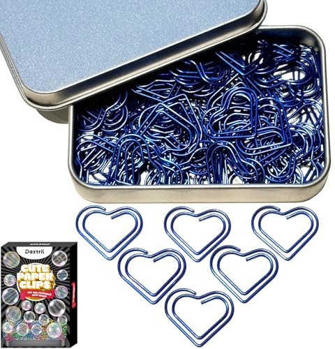 Herz-Büroklammern, niedliche Liebesherz-Lesezeichen-Clips, violett, herzförmige Büroklammern, Valentinstag (blau)