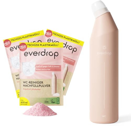 everdrop WC-Reiniger Set (3x 23g Pulver, 1x wiederverwendbare Flasche)