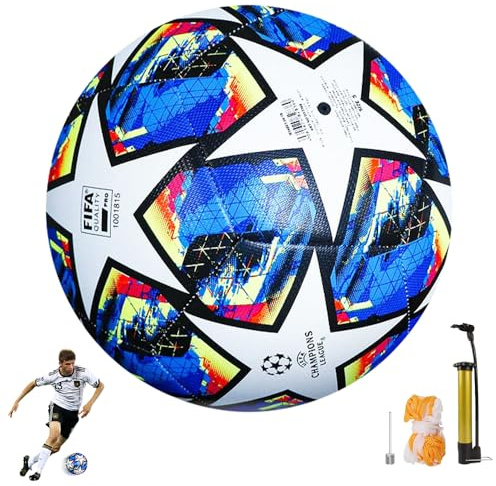 CLIUNT Championsleague Ball, Größe 5 Fußball für Erwachsene, Professioneller Fussbälle mit Pumpe, Fußballfans Artikel Fußballliebhaber, Geburtstagsgeschenk Regelmäßiges Spiel und Training