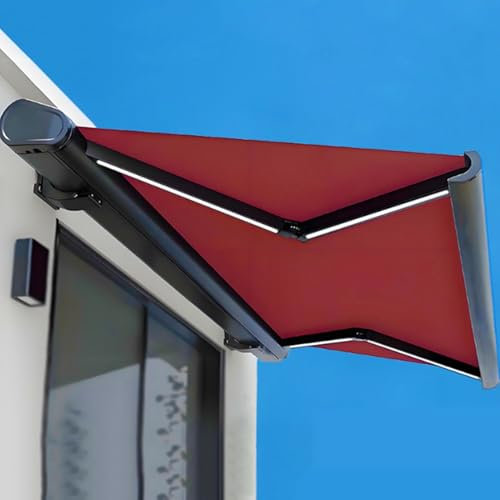 Tenda da Sole Retrattile per Patio, Tenda da Sole Elettrica da Giardino, Tenda da Sole Parasole per Esterni con Luce A LED, Impermeabile E Resistente al Sole, per Cortile(2.5m)
