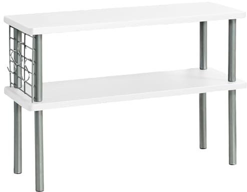 Kesper® | Küchen-Regal, Material: FSC®-Zertifiziert - MDF & Metall, Maße: 55x20x38 cm | mit Drahtgitter & 3 Haken | Zusätzliche Ablage für Gewürze & Küchenutensilien, Farbe: Weiß, Grau | 27836