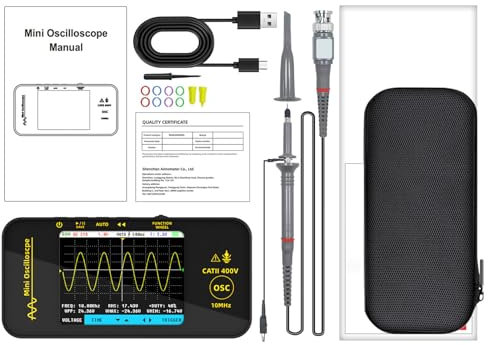 VIVIWI Handheld Digital Oscilloscope 3.2 in LCD Screen 10MHz Bandwidth Easy Carry Tester for Automotive & Sound Application