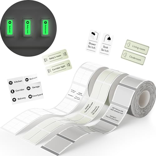NIIMBOT Etiketten für Schalter, kompatibel mit B1/B21/B3S/B31, 3-Rollen-Verpackung, 15 x 8 mm/2 Serie – weiß, 30 x 15 mm/2 Reihe – transparent, 35 x 13 mm/2 Serie – brillant