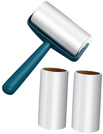 SUPVOX Limpiador Adhesivo Portátil para Mascotas, 4 Piezas (1 Mango Azul 3 Rollos De Papel), Removedor Reutilizable para Eliminar Pelo De Perro y Gato En Hogar y Muebles