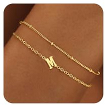 RMMD Gold Armband Damen - 18K Vergoldete Armband mit Buchstaben M Gold Schmuck Damen Armktte Buchstaben Armbänder Geschenke Geburtstagsgeschenk für Frauen Mädchen