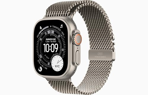 Apple Watch Ultra 3 [GPS + Cellular, 49mm] Cassa in Titanio Naturale con Loop in Maglia Milanese in Titanio Naturale, Large (Ricondizionato)