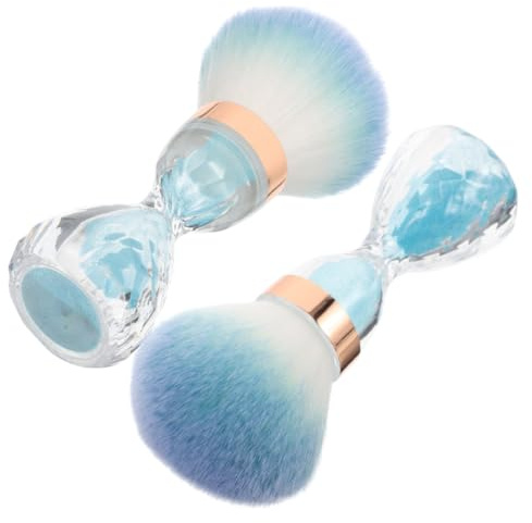 ASAKKURA Nail Dust Brush Soft Fluffy Nail Clean up Brushes 2pcs Large Head Blue and Manicure Tools Professional Cleaning