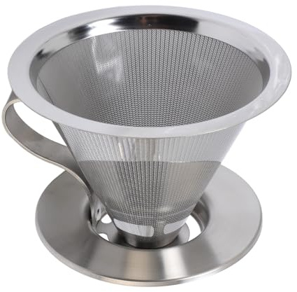 Fabater Cono de Filtro Portátil para Goteo de café, sin Papel, de Acero Inoxidable, para Viajes, Colador Reutilizable para Acampar