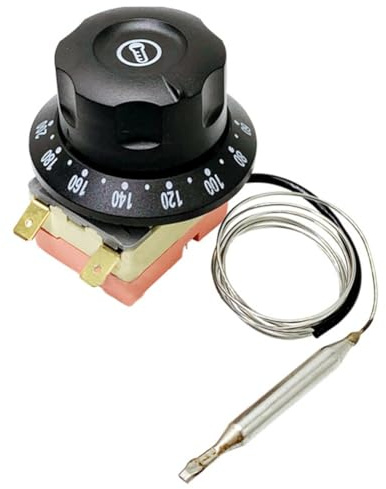 CashMuch Eltric Thermostat de four réglable 60–200 °C 250 V 16 A avec fil de 70 cm pour cuisine