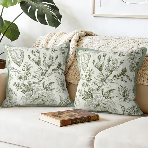 Joymaison Fundas Cojines 45x45 Juego de 2 Hojas Tropicales Verde Jacquard