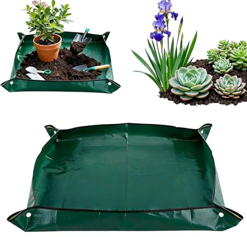 Faltbare Pflanzmatte 100x100, Pflanze Umtopfmatte Wasserdicht, Gartenmatte Pflanzen Matte, Groß Umpflanzmatte Pflanzunterlage, Pflanzenmatte Umtopfen für Umtopf,Sukkulenten,Sämling,Drinnen und Draußen