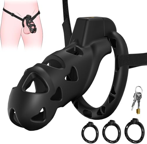 Male Chastity Device Cock Cage, Sex Toys Penis Cage for Men with 3 Different Sizes Ring Breathable Cock Cage Belt Bondage Gear for Penis Exercise Control, Adult Toys for SM Fetish Extreme Beginners