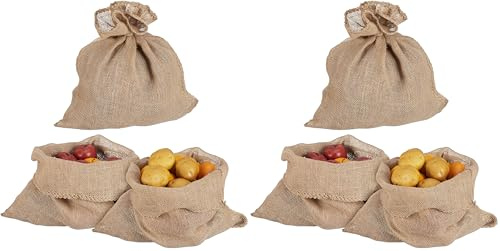 Relaxdays Jutesack, 3er Set, HxB: 55 x 50 cm, universaler Jutebeutel, Kartoffeln, Nüsse, Pflanzenschutz Winter, Natur (Packung mit 2)