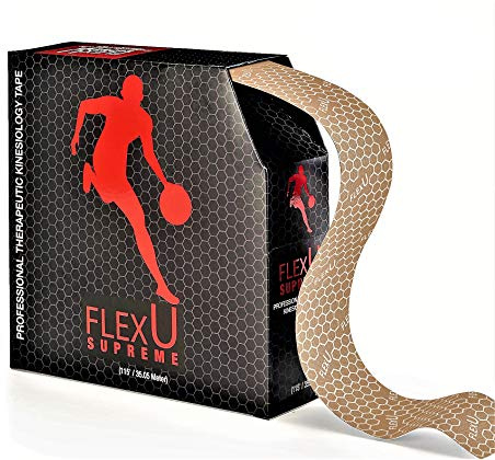 FlexU Kinesiologie-Tape, 140 vorgeschnittene Streifen oder Endlosrolle; Ultradünn, hypoallergen, latexfrei; Entwickelt als Sporttherapie-Unterstützung für Muskeln und Gelenke; Lang anhaltende.