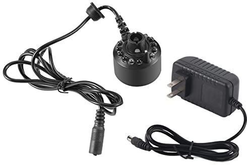 12LED Colorful Mist Maker for Water Fountain Pond with Power Adapter 110-240V US Plug +Power Adapter(US) Black