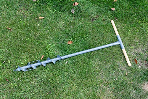 STILTREU Erdbohrer, Handbohrer 7 cm Durchmesser, 105cm Länge mit Holzgriff