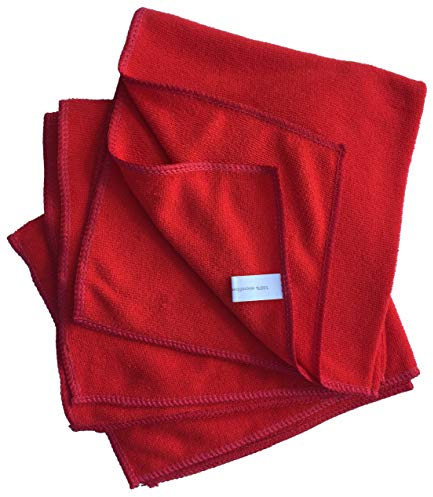 Lot de 10 chiffons de nettoyage en microfibre Rouge 40 x 40 cm 60 degrés.