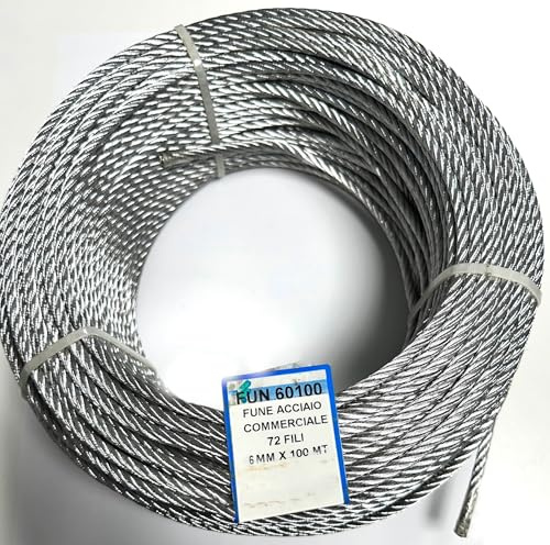 Cavo in acciaio zincato, 6mm, 7x7 x100 mt 1 rotolo (Cavo in acciaio zincato, 6mm, 7x7 x100 mt 1)