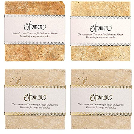 ottoman 4er Set Travertin Seifenablage quadratisch