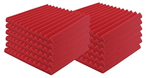 SK Studio 12 Stück Akustikschaumstoff Schallschutz Schaum Matte Keilschaumstoff Schalldämmplatten Soundproof Foam, Noppenschaumstoff Schaum-Fliesen für Zuhause und Studio 30x30x2.5cm, rot