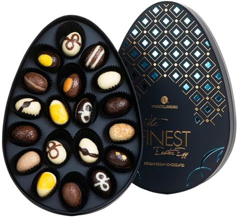 The Finest Easter Egg Blue - Osterei-Pralinen - 19 handgemachte Pralinen in Ostereier Form - Geschenk - Ostern - Schokolade