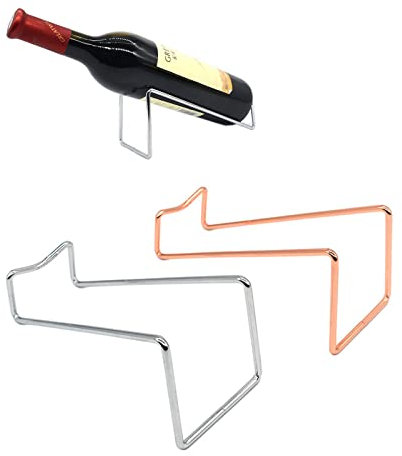 Guidre 2 Stück Weinflaschenhalter, Moderner Weinflaschenhalter, Weinregal Metall, Weinflasche Rack Halter Display Regal für Home Counter Bar Küche Esstisch Hochzeiten und Feiern(Silber/Roségold)