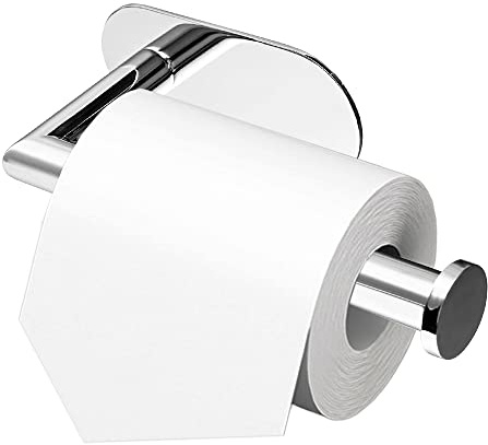 Athyior Toalettpappershållare utan borrning – toalettpappershållare SUS 304 rostfritt stål WC rullhållare krom självhäftande toaletthållare rostfri för badrum, silver