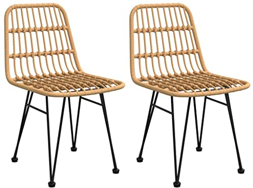 vidaXL Garden Chair Set of 2 Black Steel, polyethylene with a Rattan Look