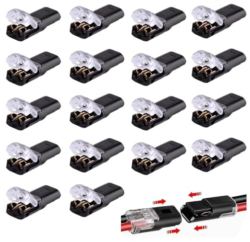 Double-Wire Push-in Connector with Locking Buckle,TuoYi 20Pcs Wire Connectors Low Voltage,No Wire-Stripping Required, Toolless Wire Connectors