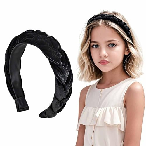Norhogo Samt Haarreif Geflochten Stirnband Breit Haarband, geflochten, Samt Geflochtenes Stirnband Braid Haarband Breit Vintage Haarreifen Haarzubehör für Frauen Mädchen Mode Schwarz
