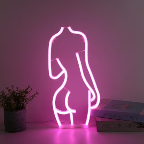 AoMeiJia Luce al neon posteriore per ragazze, insegna al neon rosa da donna, lampada da parete artistica, decorazione da parete, bar, KTV, decorazione artistica da parete, camera da letto, bar