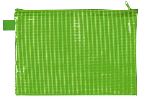 VELOFLEX - Dokumententasche DIN A5 mit Reißverschluss Grün | Format 235 x 180 mm, aus gewebeverstärktem EVA-Material, PVC-frei, wasserabweisend mit Trageschlaufe