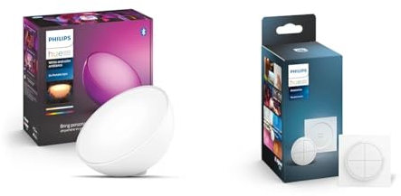 Philips Hue White & Color Ambiance Go Tischleuchte (530 lm) & Tap Dial Switch Drehschalter, weiß, personalisierbar via Hue App, Zubehör