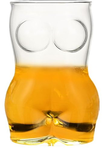TROONZ Beer Glass Sexy Lady Men, Beer Mugs for Freezer, Unique Pint Beer Clear Glass Cups Body Shape Pint Elegant, Creative Full Body Shot Glass Champagne Cups for Vodka Whiskey Beer