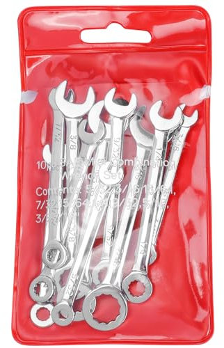 Eyech 10Pcs SAE Mini Open and Box End Wrench Set, Ratcheting Wrench Set Small Combination Spanner Sets 5/32-7/16
