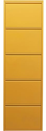 Kare Design Schuhschrank Caruso, Gelb, 5 Klappen, Stahl, 170 cm hoch | bis 10 kg belastbar, für 10 Paar Schuhe, Wandmontage, Schuhkipper, Schuhregal, Schuhkommode, flach, platzsparend, Stahl, Flur