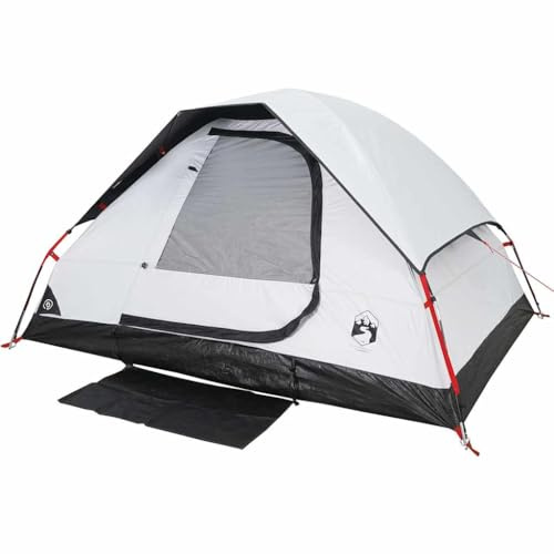 vidaXL Kuppel Campingzelt 2 Personen, Kuppelzelt mit Steckverbindungssystem, Wurfzelt mit E-Anschluss, Trekkingzelt Zelt, Weiß Dunkel 185T Polyester