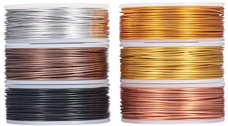 Edelstahl-Basteldraht, Draht zur Schmuckherstellung, 6 Rollen 18 Gauge (1 mm) Draht (138 m) eloxiert, Schmuckherstellung, Perlenherstellung, Blumen