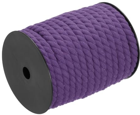 QUARKZMAN Baumwollseil 3 Strang Gedrehtes Geflochtenes Seil, Dunkellila 23m/25 Yard 10mm Durchmesser für Wandbehang, Pflanzenaufhänger, Stricken, Makramee-Knoten